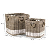 square rattan basket with stripe, small