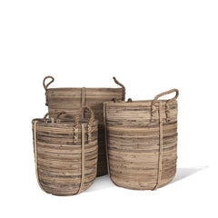 round rattan basket basket with rope handles, medium