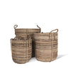 round rattan basket with rope handles, small