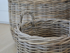 grey round basket, large