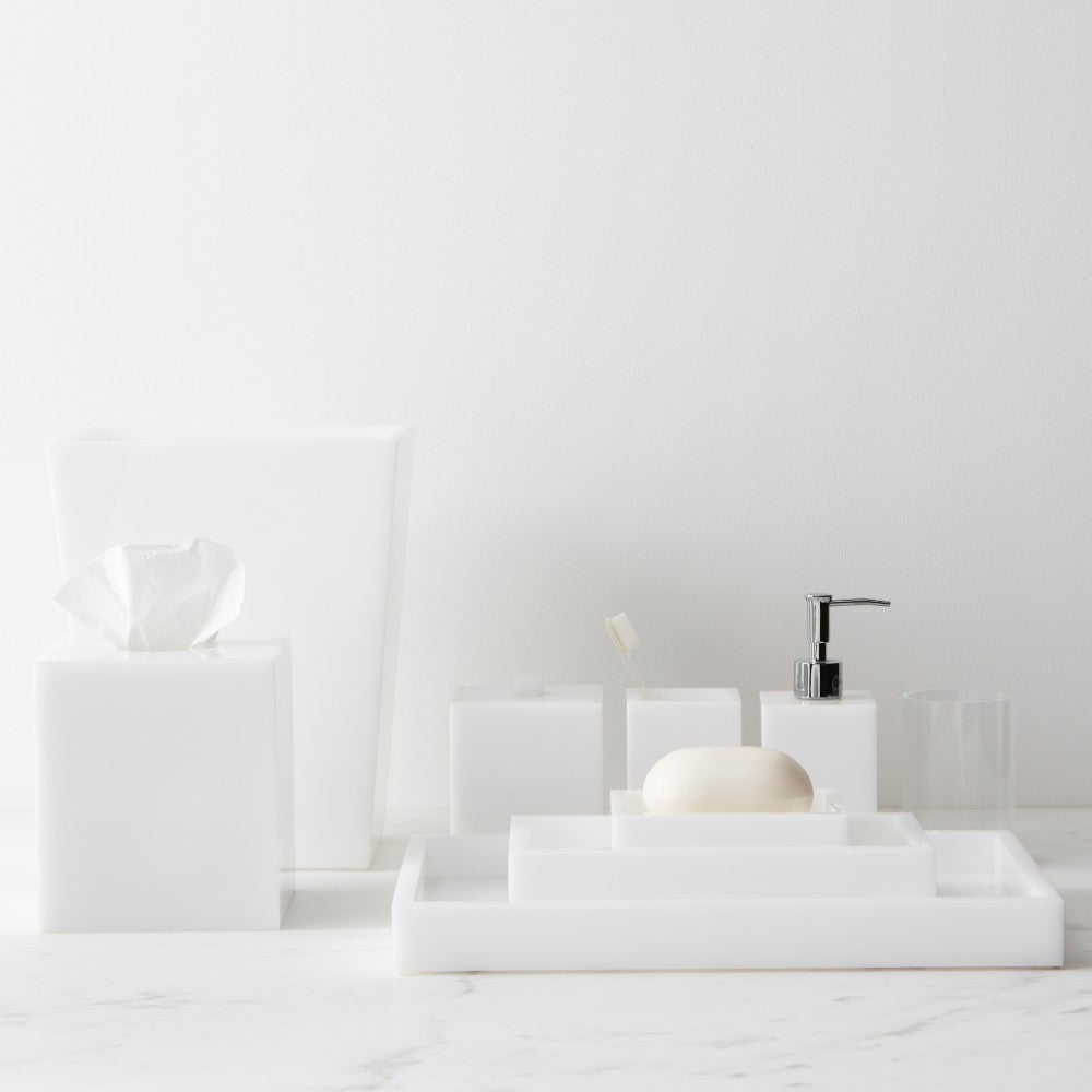 white lucite bath collection