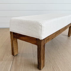 hemp kilim & oak bench 48"