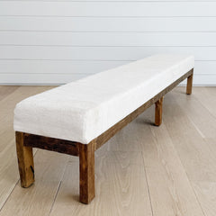 hemp kilim & oak bench 96"