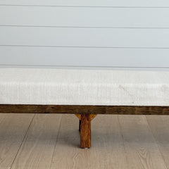 hemp kilim & oak bench 96"