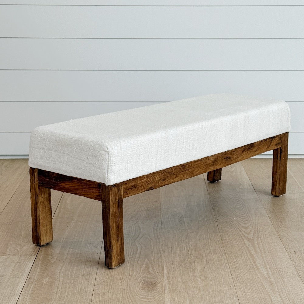 hemp kilim & oak bench 48"