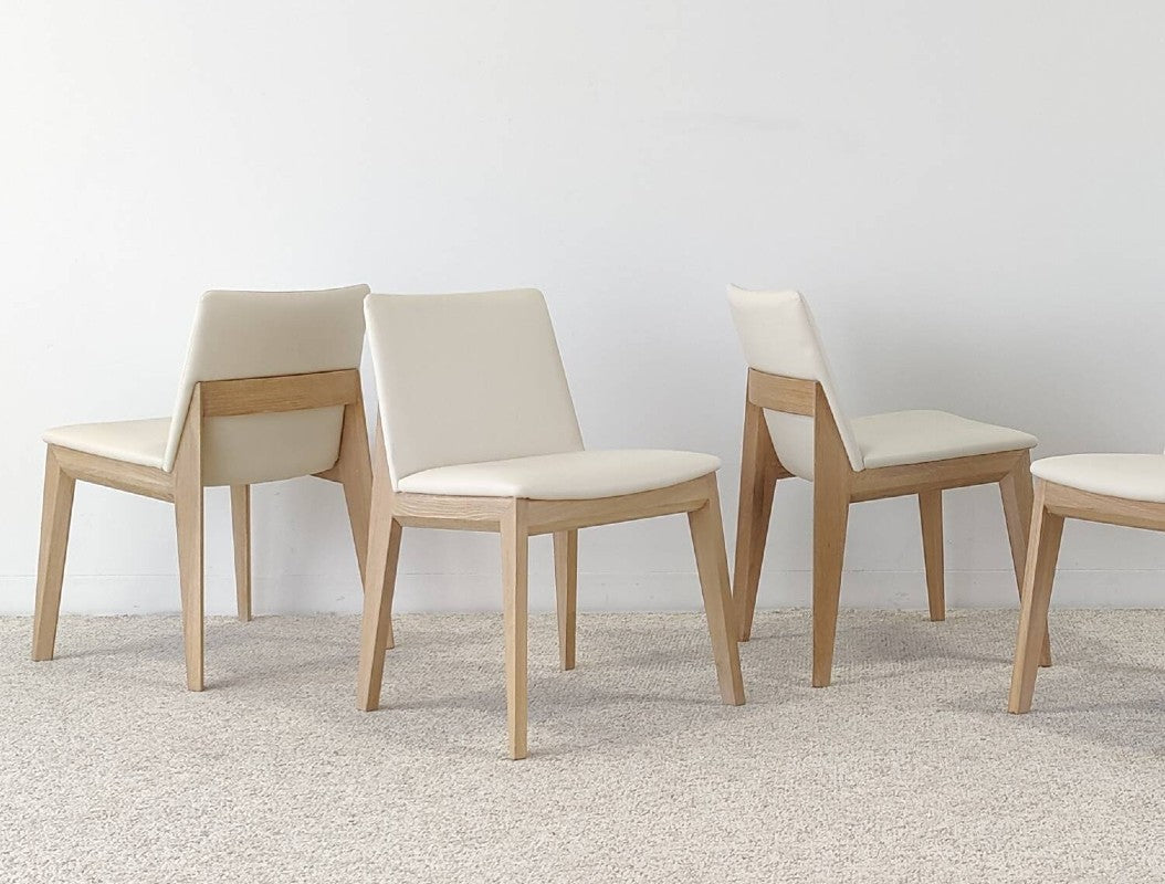 whalebone dining chair, oak and cream