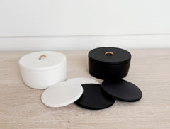resin black coaster set with box