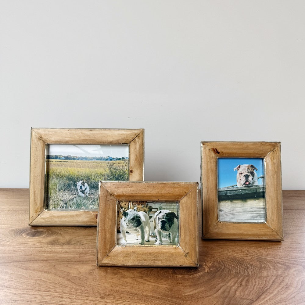 pine and silver light picture frame collection