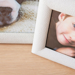 faux shagreen white picture frames