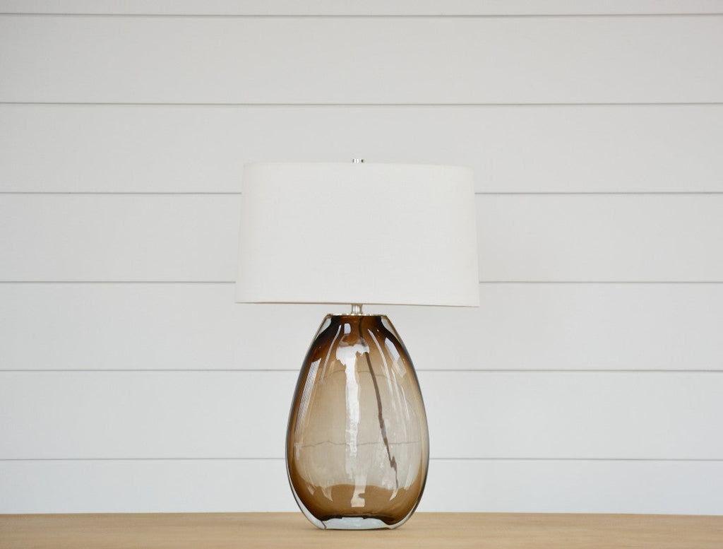 wells beige glass table lamp