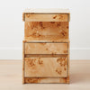the triple drawer burl lacquered nightstand