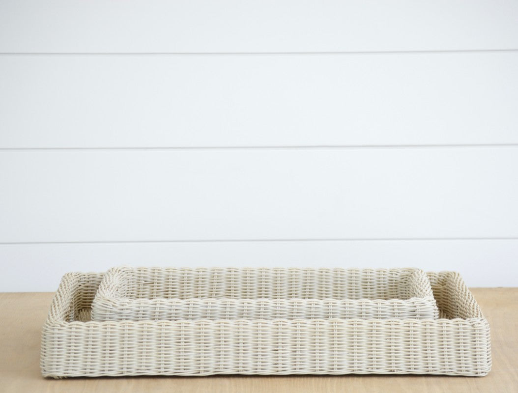 faux wicker tray, large