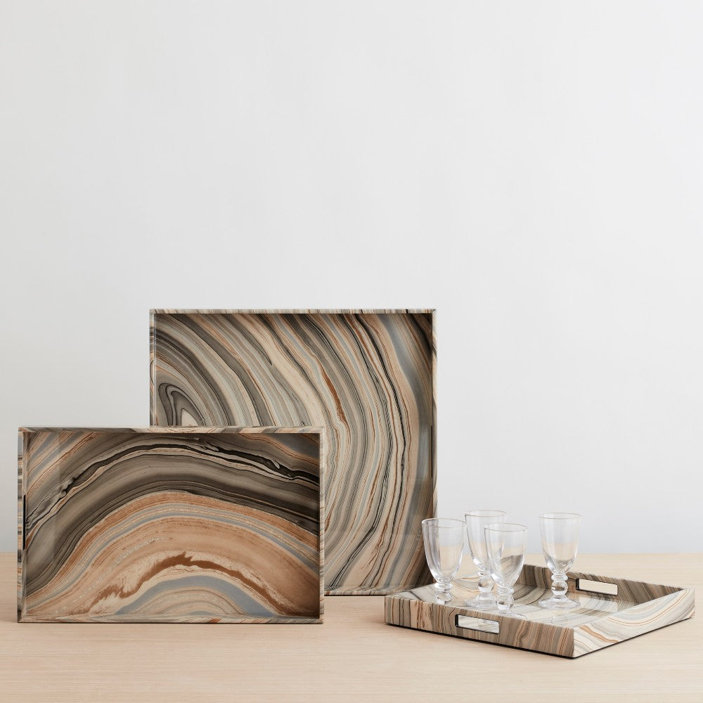 marbleized lacquer tray, 16x16