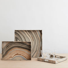 marbleized lacquer tray, 16x16