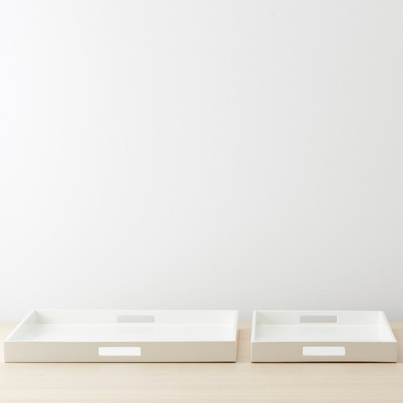 white lacquered trays