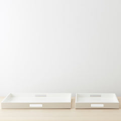 white lacquered trays
