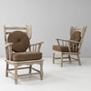 vintage pair of spindle-back oak armchairs