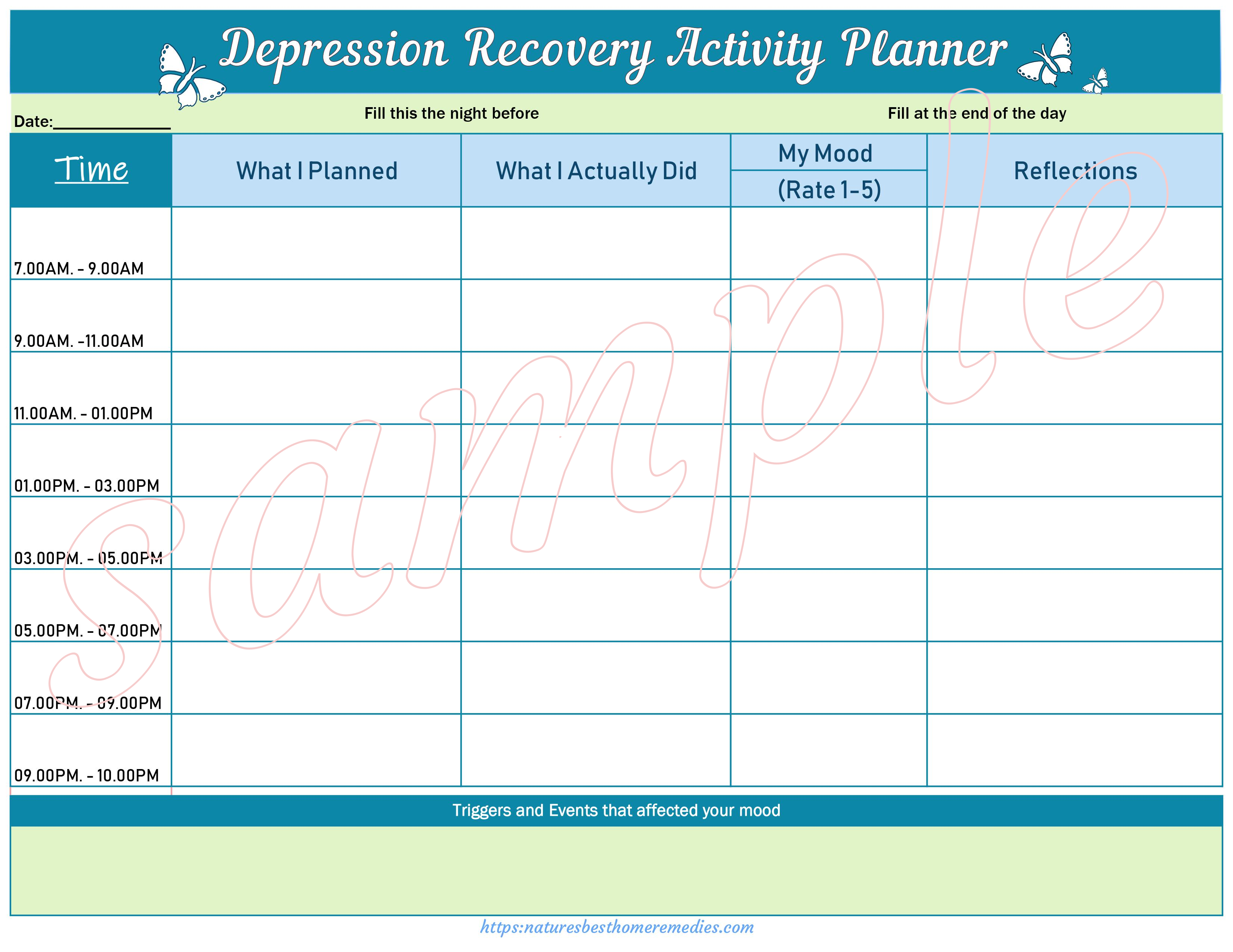 depression recovery planner